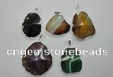 NGP1101 25*35 - 40*50mm freeform druzy agate pendants with brass setting