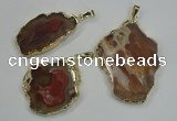 NGP1283 25*40mm – 40*55mm freeform agate pendants with brass setting