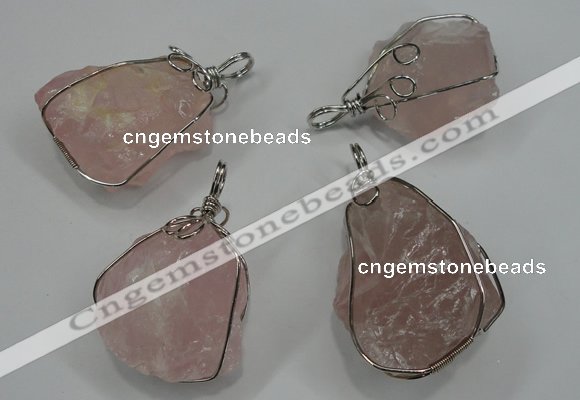 NGP1292 18*30mm – 25*35mm nuggets rose quartz pendants