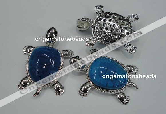 NGP1298 43*60mm tortoise agate pendants with crystal pave alloy settings