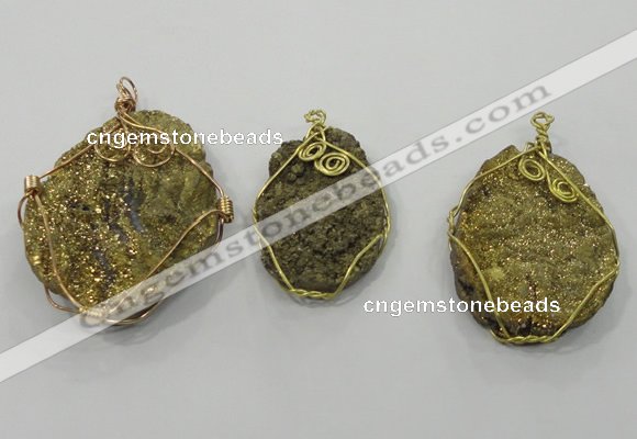 NGP1321 30*40mm - 45*60mm freeform agate pendants with brass setting
