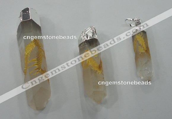 NGP1348 10*40mm - 15*80mm faceted nuggets white crystal pendants