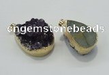 NGP1402 22*35mm - 30*40mm freeform druzy amethyst pendants wholesale