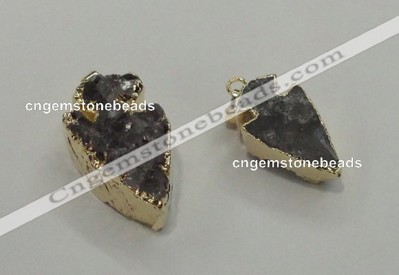 NGP1405 15*25mm - 20*35mm arrowhead druzy amethyst pendants wholesale