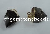 NGP1416 20*25mm - 25*30mm faceted nuggets smoky quartz pendants