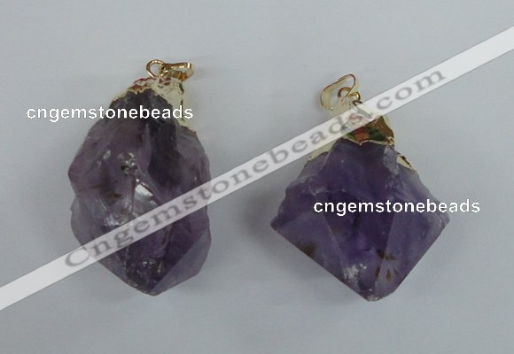 NGP1465 25*45mm - 28*50mm nuggets amethyst gemstone pendants