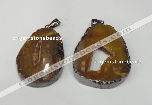 NGP1487 30*45mm - 40*50mm freeform plated druzy agate pendants