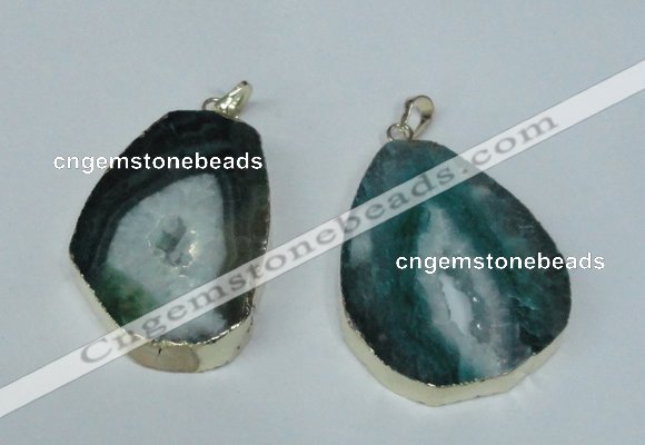 NGP1493 30*45mm - 40*50mm freeform plated druzy agate pendants