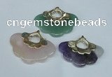 NGP1509 8*40*50mm mixed gemstone with brass setting pendants