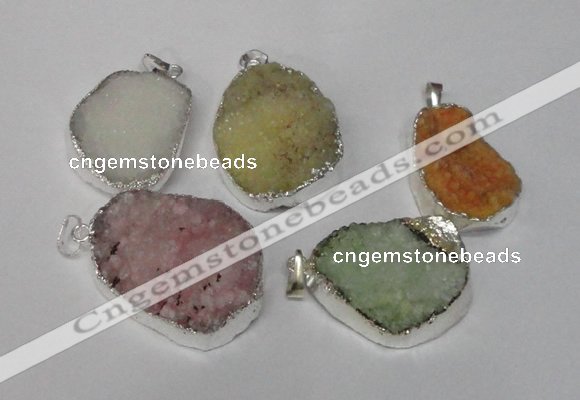NGP1511 20*30mm - 25*35mm freeform plated druzy agate pendants