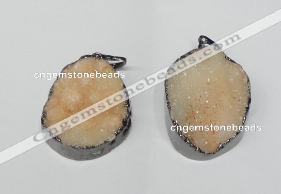 NGP1519 30*35mm - 30*40mm freeform plated druzy agate pendants