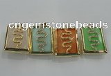 NGP1569 9*35*45mm rectangle agate with brass setting pendants