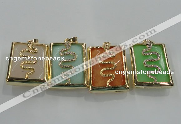 NGP1569 9*35*45mm rectangle agate with brass setting pendants