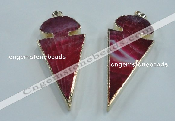 NGP1572 30*65mm arrowhead agate gemstone pendants