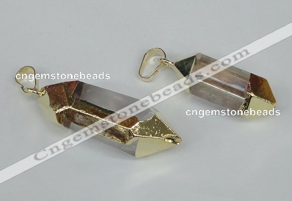 NGP1595 10*28mm - 12*40mm faceted nuggets white crystal pendants