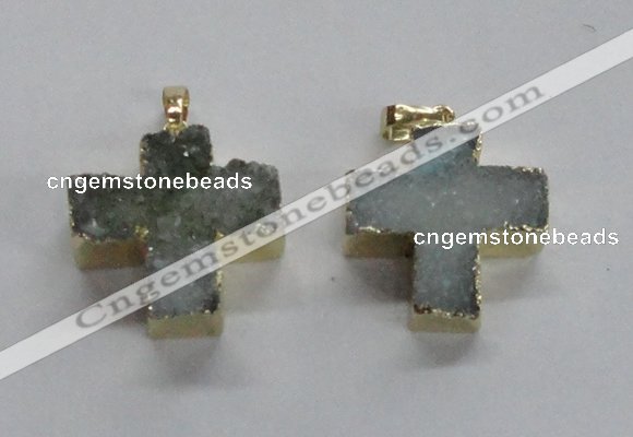 NGP1681 25*26mm - 27*28mm cross druzy agate pendants wholesale