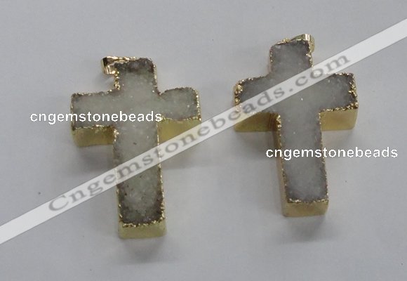 NGP1684 30*45mm - 32*50mm cross druzy agate pendants wholesale