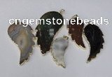 NGP1695 20*40mm - 35*70mm carved leaf agate gemstone pendants