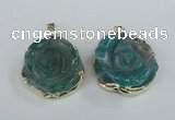 NGP1711 28*30mm - 30*32mm carved flower agate gemstone pendants