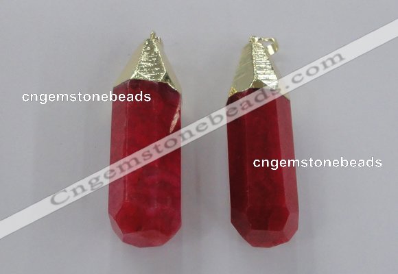 NGP1735 17*60mm faceted nuggets agate gemstone pendants wholesale