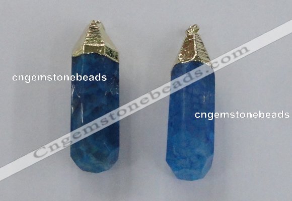 NGP1737 17*60mm faceted nuggets agate gemstone pendants wholesale