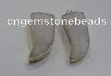 NGP1753 20*45mm oxhorn druzy agate gemstone pendants