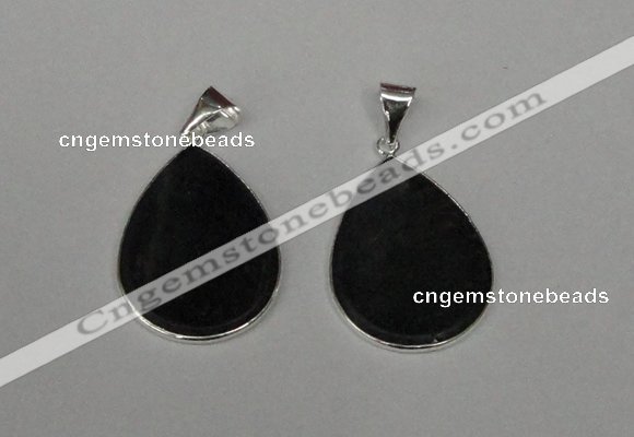 NGP1797 25*35mm flat teardrop agate gemstone pendants wholesale