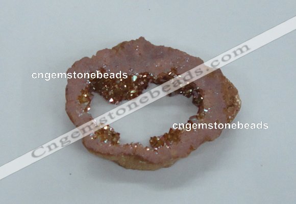 NGP1832 45*55mm - 55*60mm donut plated druzy agate pendants