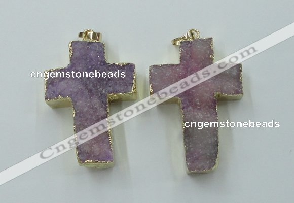 NGP1878 30*45mm - 32*50mm cross druzy agate gemstone pendants