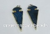 NGP1926 30*65mm arrowhead agate gemstone pendants wholesale