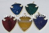 NGP1966 47*57mm arrowhead agate gemstone pendants wholesale