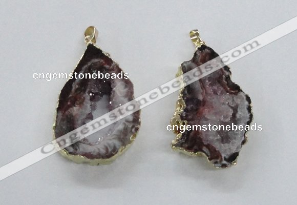 NGP1969 25*40mm - 30*50mm freeform druzy agate gemstone pendants