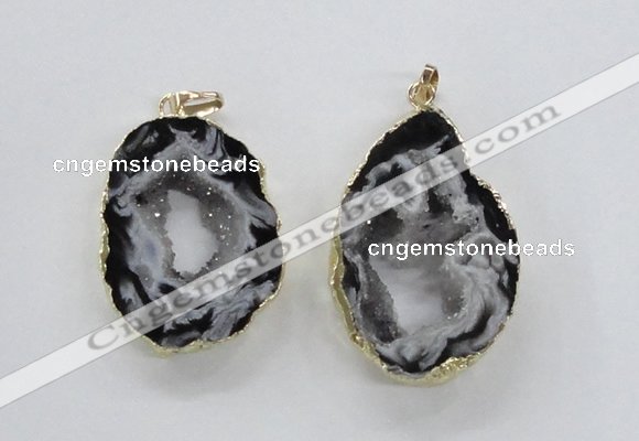 NGP1973 25*40mm - 30*50mm freeform druzy agate gemstone pendants