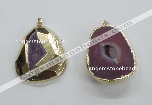 NGP1996 35*45mm - 40*50mm freeform plated druzy agate pendants