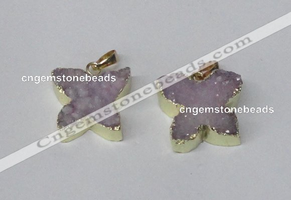 NGP2111 15*20mm - 18*25mm butterfly druzy agate gemstone pendants