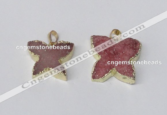 NGP2112 15*20mm - 18*25mm butterfly druzy agate gemstone pendants