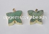 NGP2119 22*30mm - 25*30mm butterfly druzy agate gemstone pendants