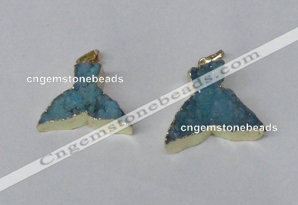 NGP2229 20*25mm - 22*30mm fishtail druzy agate gemstone pendants