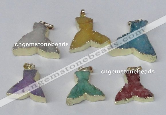 NGP2231 20*25mm - 22*30mm fishtail druzy agate gemstone pendants