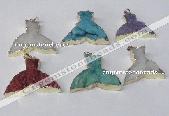 NGP2239 35*45mm - 40*55mm fishtail druzy agate gemstone pendants