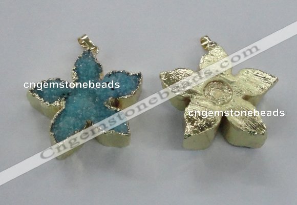 NGP2264 38*40mm - 42*45mm star druzy agate gemstone pendants