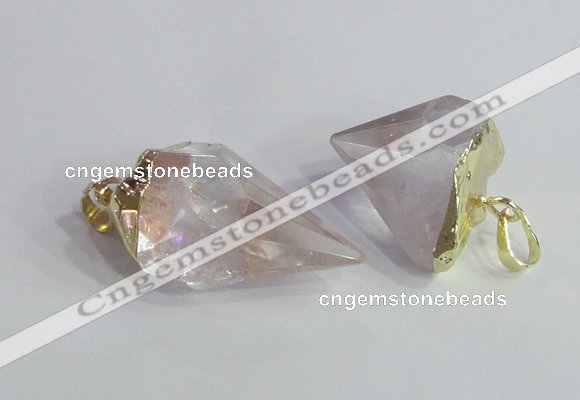 NGP2502 18*20mm - 15*25mm faceted nuggets white crystal pendants