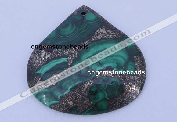 NGP251 43*45mm fashion malachite & pyrite gemstone pendants