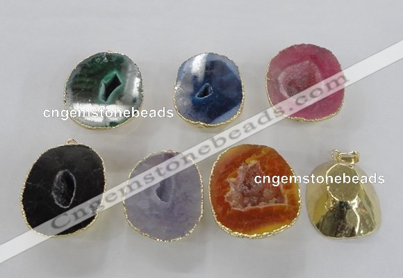 NGP2559 25*35mm - 30*40mm freeform druzy agate gemstone pendants