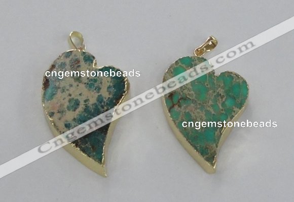 NGP2609 40*50mm - 50*70mm heart sea sediment jasper pendants