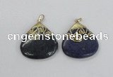 NGP2624 40*45mm flat teardrop lapis lazuli gemstone pendants wholesale