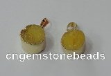 NGP2666 14mm - 15mm coin druzy quartz gemstone pendants