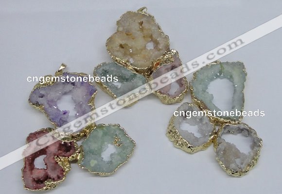 NGP2792 25*30mm - 40*45mm freeform druzy agate pendants