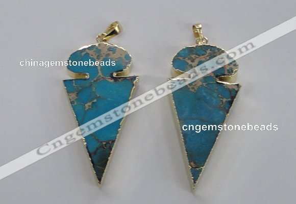 NGP2821 25*50mm - 27*55mm arrowhead sea sediment jasper pendants