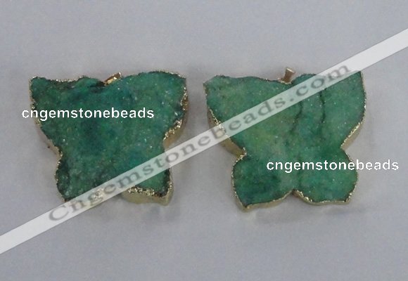NGP2875 40*50mm - 45*55mm butterfly druzy agate pendants wholesale